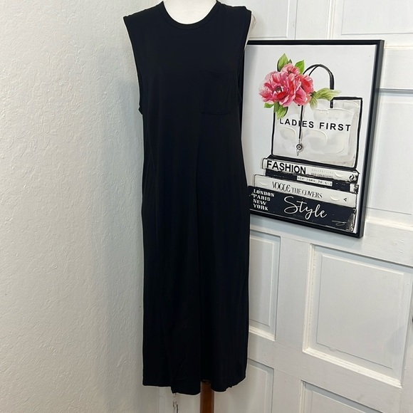 T x Alexander Wang Black Overlay Midi Tank Dress Size S - Picture 1 of 8
